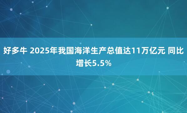好多牛 2025年我国海洋生产总值达11万亿元 同比增长5.5%